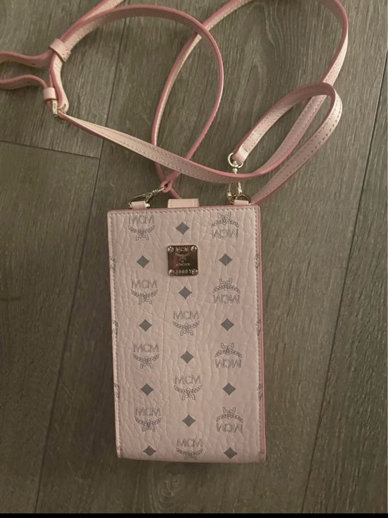 MCM Handbags - MCM Soft Pink Monogram Crossbody Phone Pouch